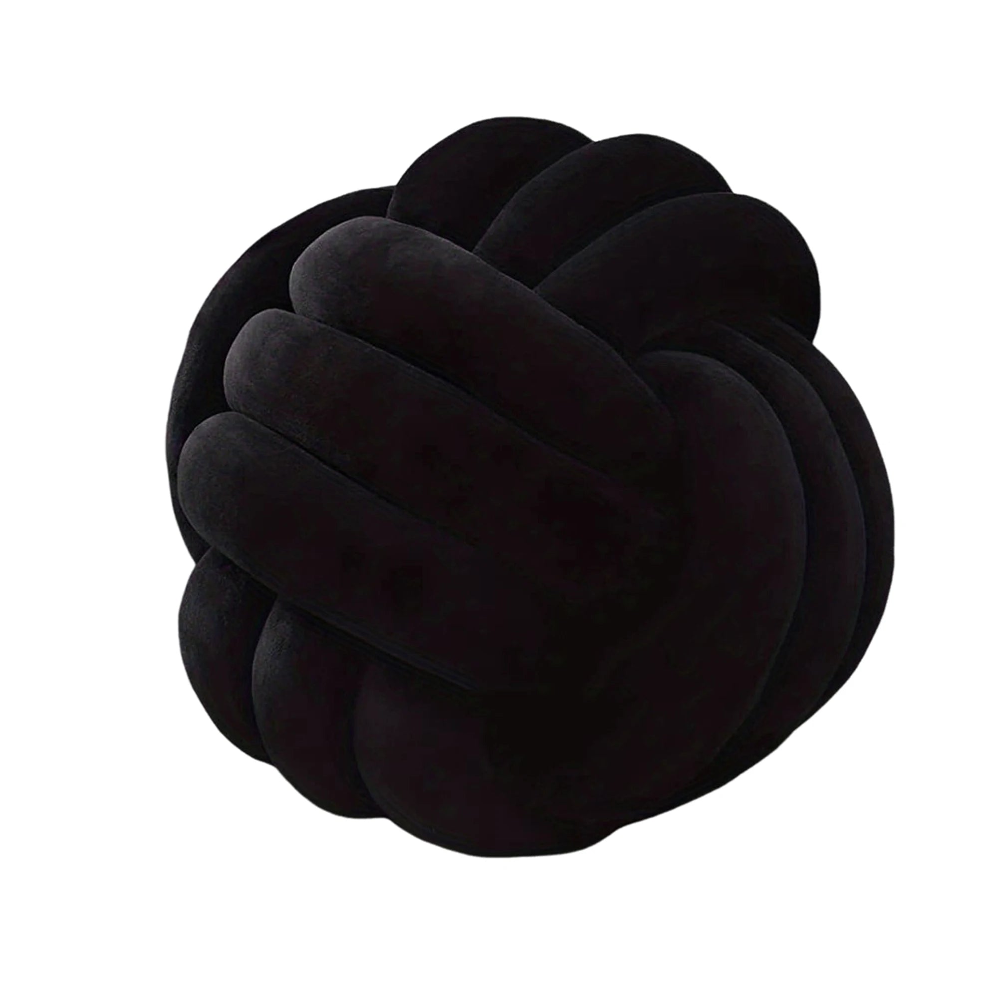 Black knot shaped pillow on a white background