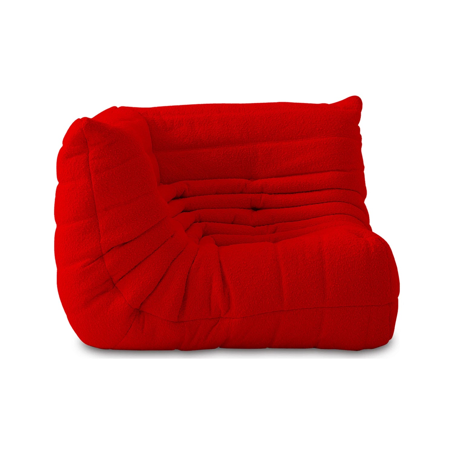 Corner seat Red Amb Velvet Caterpillar Lazy Sofa chair on a white background