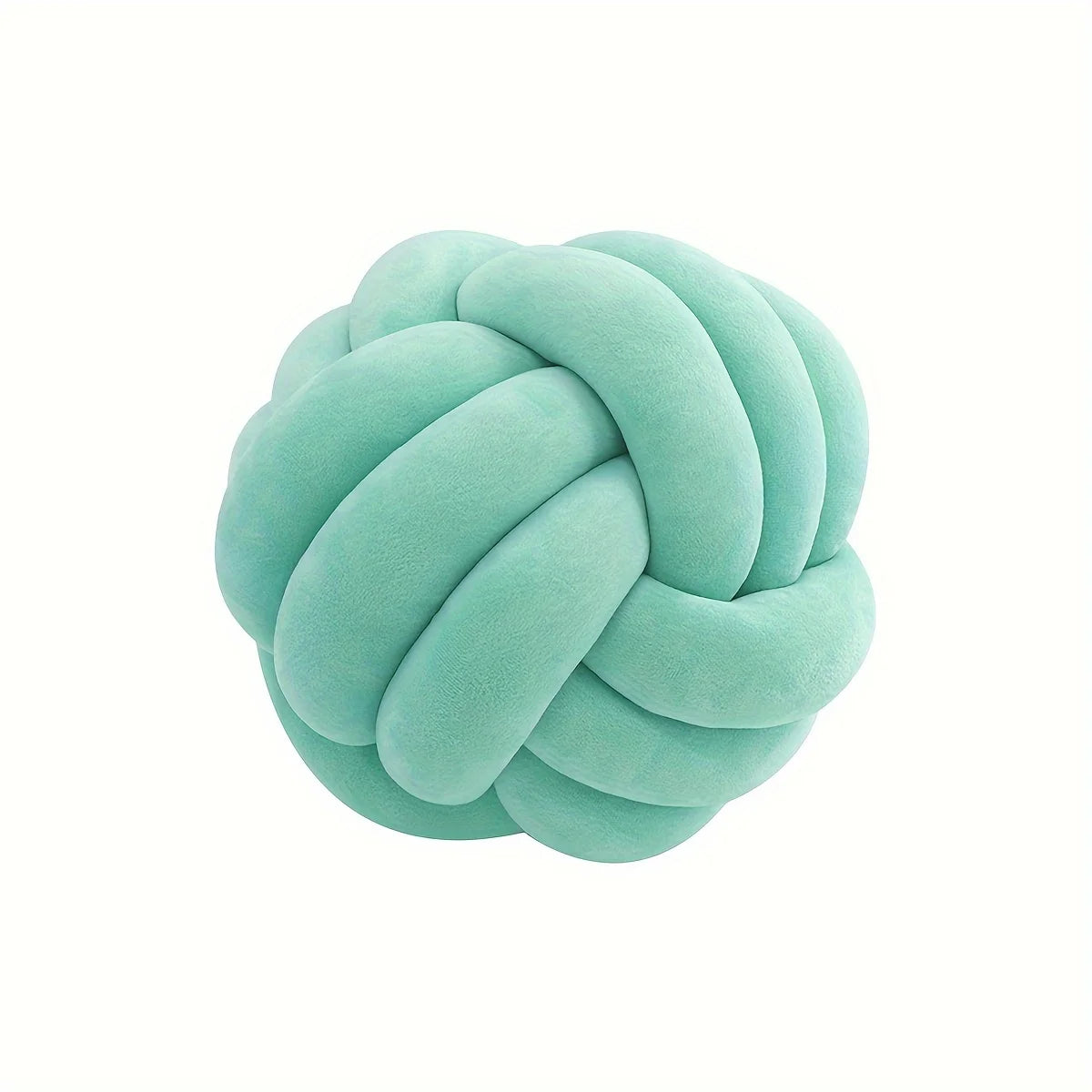 Light green knot-shaped pillow on a white background