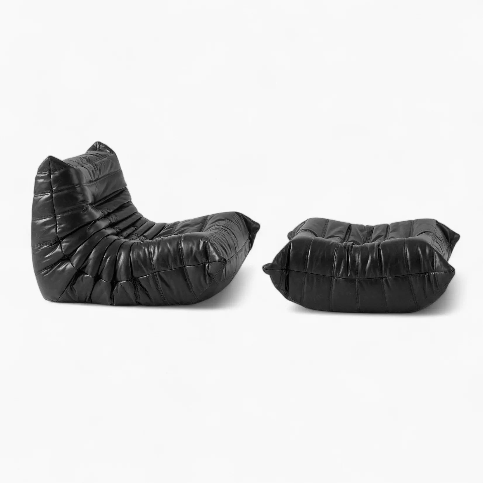 One Fiber Leather Caterpillar Lazy Sofa and one cushion on a white background