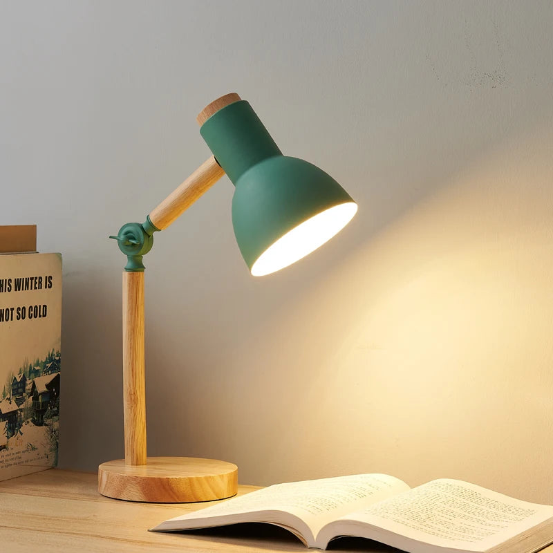 Nordic Wooden LED Table Lamp | Minimalist Scandinavian Desk & Bedside Reading Light for Modern Interiors