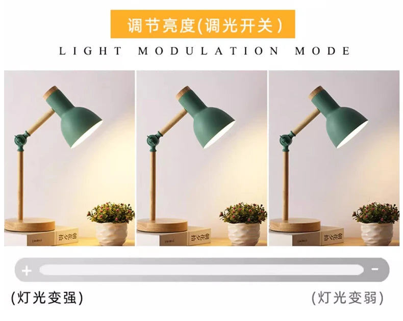 Nordic Wooden LED Table Lamp | Minimalist Scandinavian Desk & Bedside Reading Light for Modern Interiors