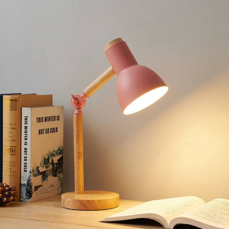 Nordic Wooden LED Table Lamp | Minimalist Scandinavian Desk & Bedside Reading Light for Modern Interiors
