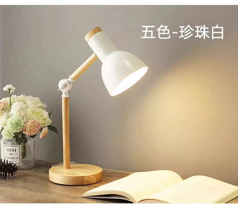 Nordic Wooden LED Table Lamp | Minimalist Scandinavian Desk & Bedside Reading Light for Modern Interiors