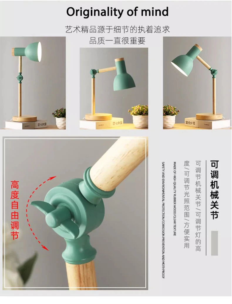 Nordic Wooden LED Table Lamp | Minimalist Scandinavian Desk & Bedside Reading Light for Modern Interiors