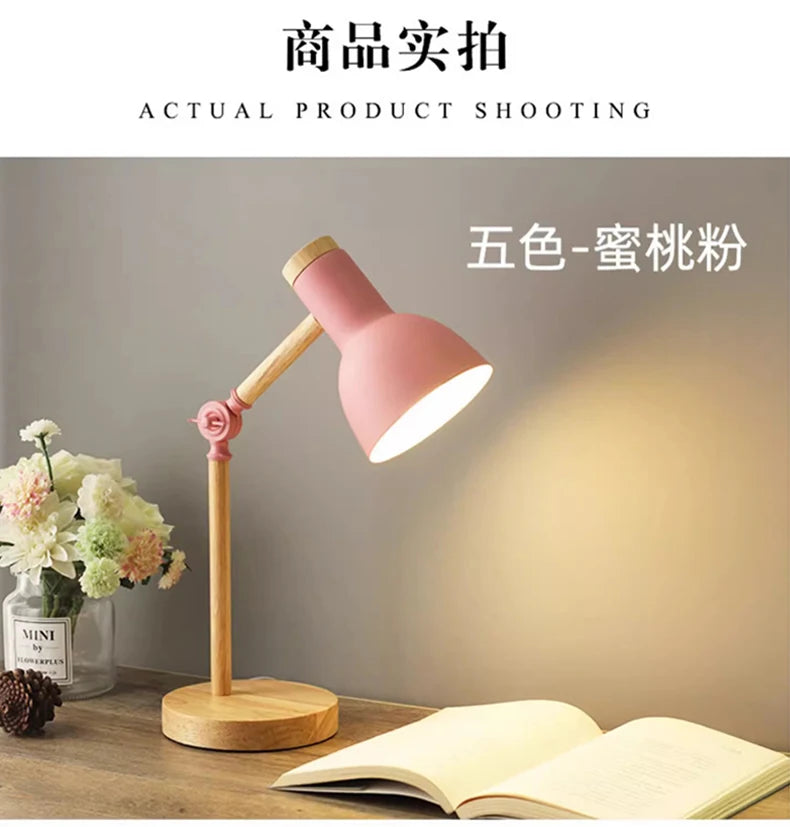 Nordic Wooden LED Table Lamp | Minimalist Scandinavian Desk & Bedside Reading Light for Modern Interiors