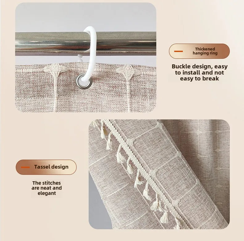 Boho Chic Striped Shower Curtain with White Hooks | Waterproof, Machine Washable Polyester