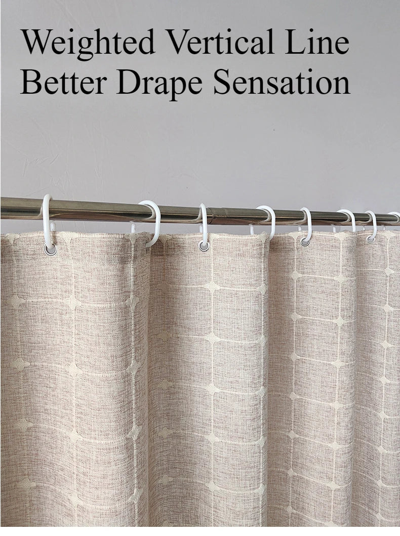 Boho Chic Striped Shower Curtain with White Hooks | Waterproof, Machine Washable Polyester