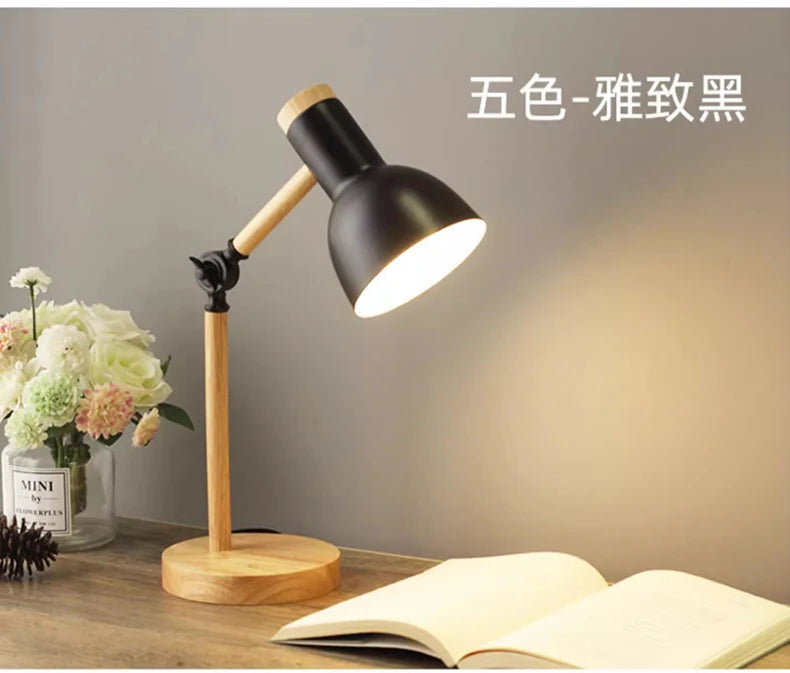 Nordic Wooden LED Table Lamp | Minimalist Scandinavian Desk & Bedside Reading Light for Modern Interiors