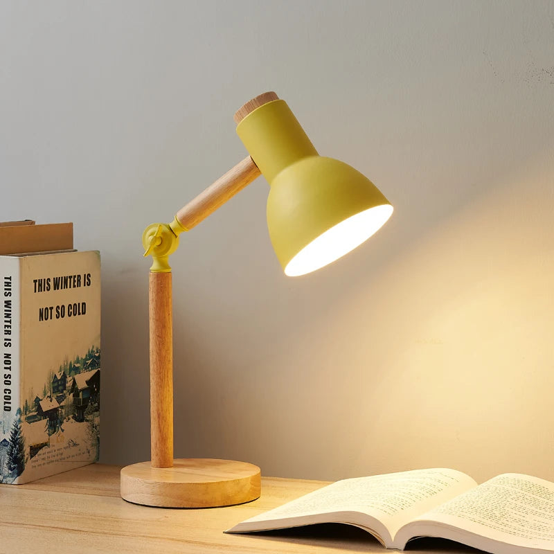 Nordic Wooden LED Table Lamp | Minimalist Scandinavian Desk & Bedside Reading Light for Modern Interiors