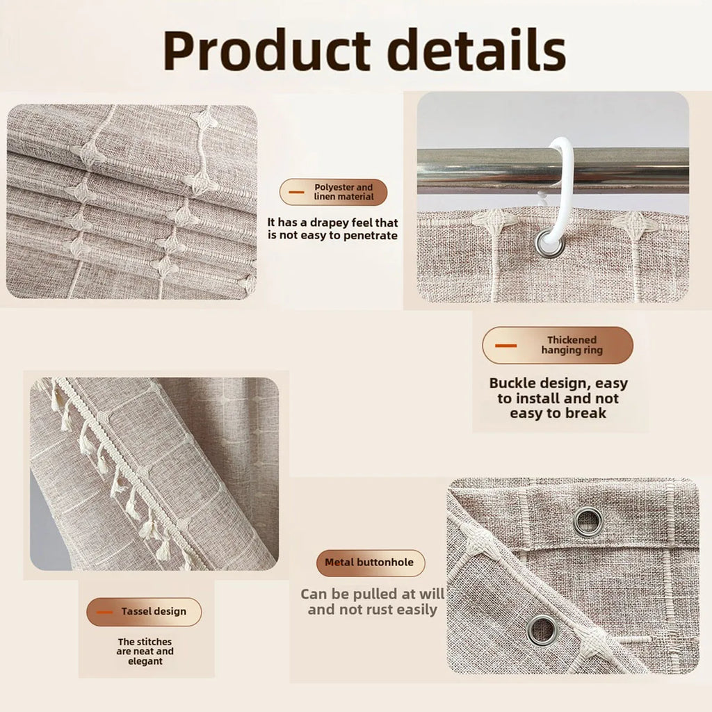 Boho Chic Striped Shower Curtain with White Hooks | Waterproof, Machine Washable Polyester