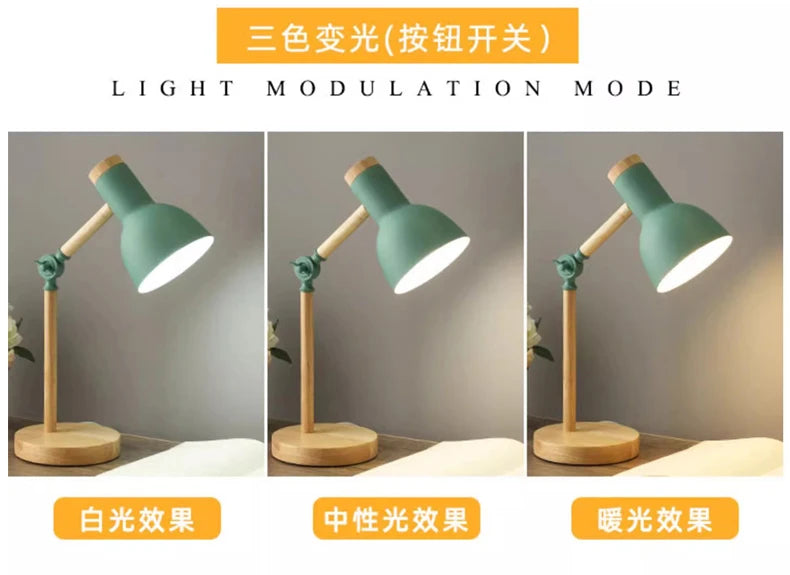 Nordic Wooden LED Table Lamp | Minimalist Scandinavian Desk & Bedside Reading Light for Modern Interiors
