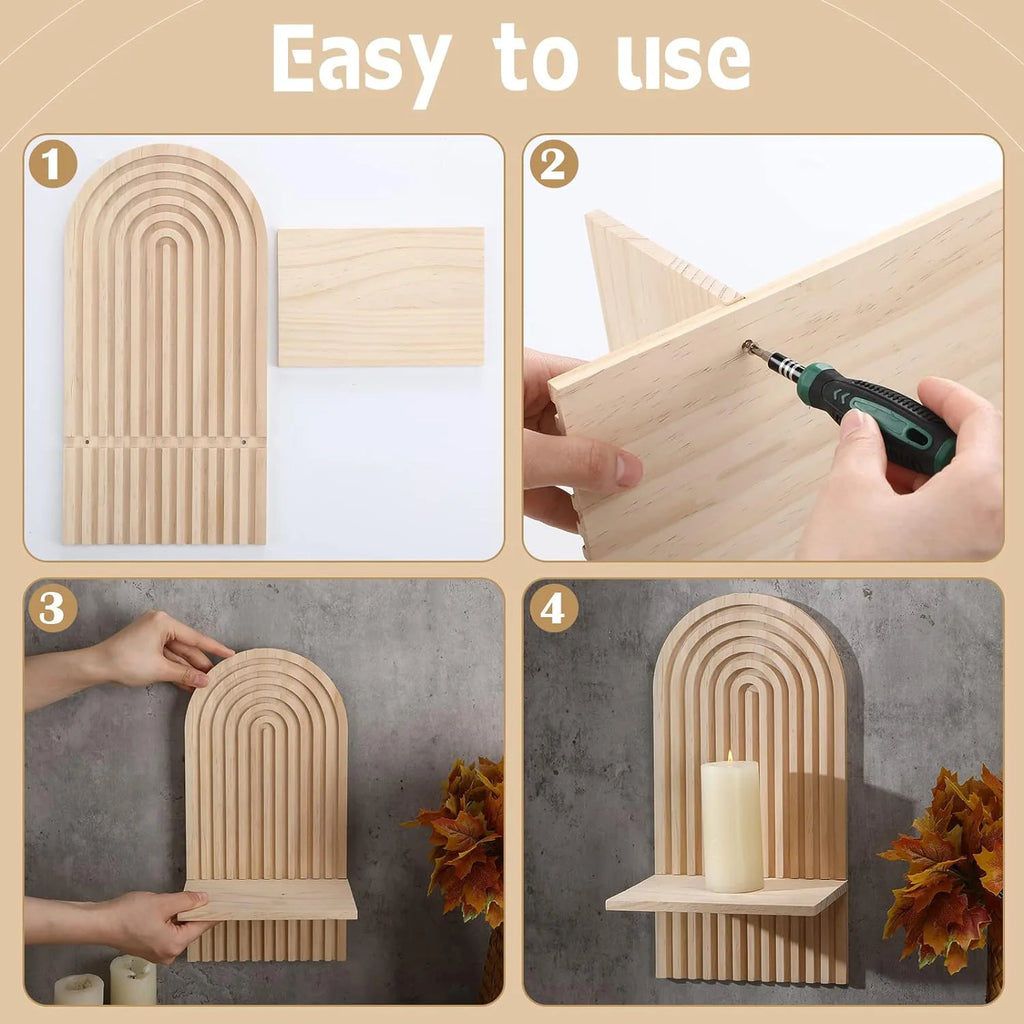 Step-by-step guide on how to assemble a Boho Wooden Floating Wall Shelf.