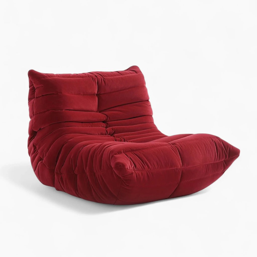 Teddy velvet Caterpillar Lazy Sofa chair on a white background