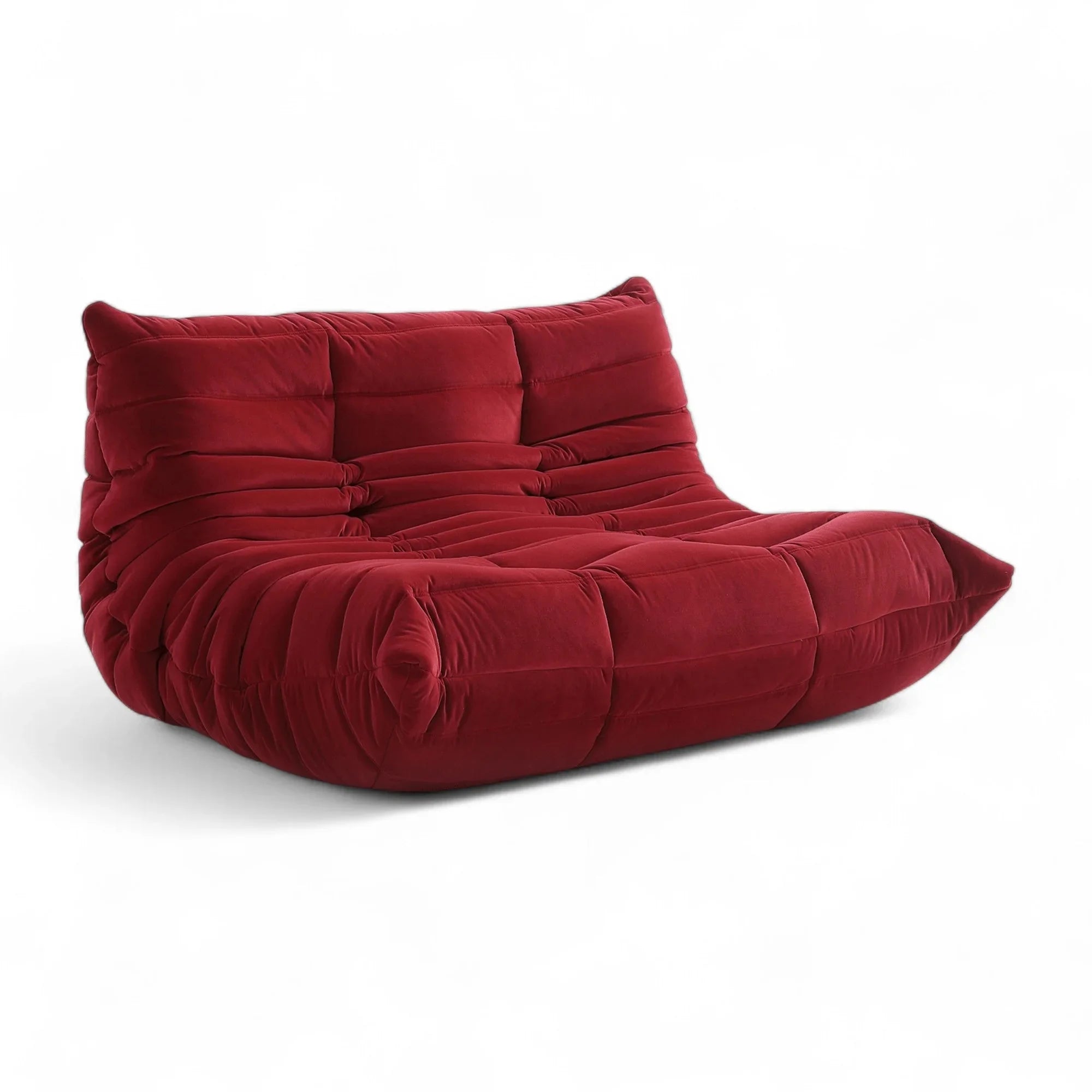 Two seat teddy velvet Caterpillar Lazy Sofa on a white background